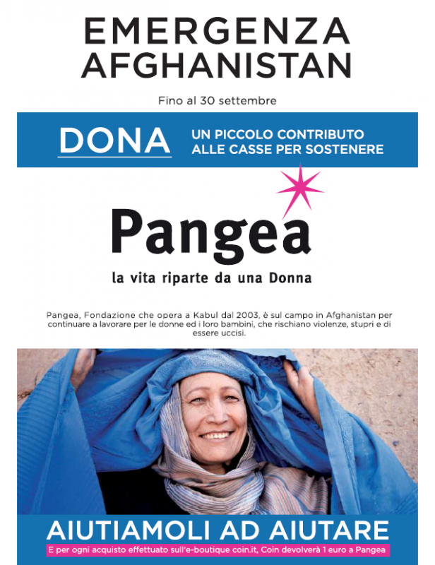 Afghanistan, Coin in campo a fianco di Pangea per le donne afghane